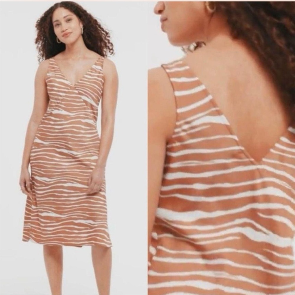 a new day Brown and Cream Patterned Midi Dress